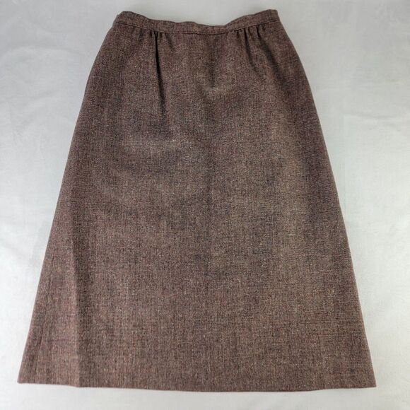 Pendleton Vintage‎ Pure Virgin Wool Size 6? Pencil Skirt Brown Pockets Zip Back - Picture 2 of 10